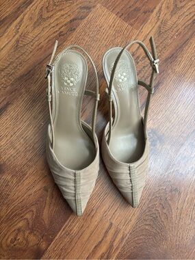 Vince Camuto Taupe Pointed Slingback Pumps